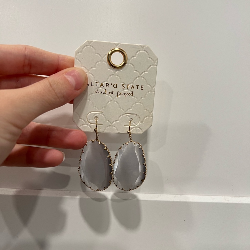 Lilac stone earrings.